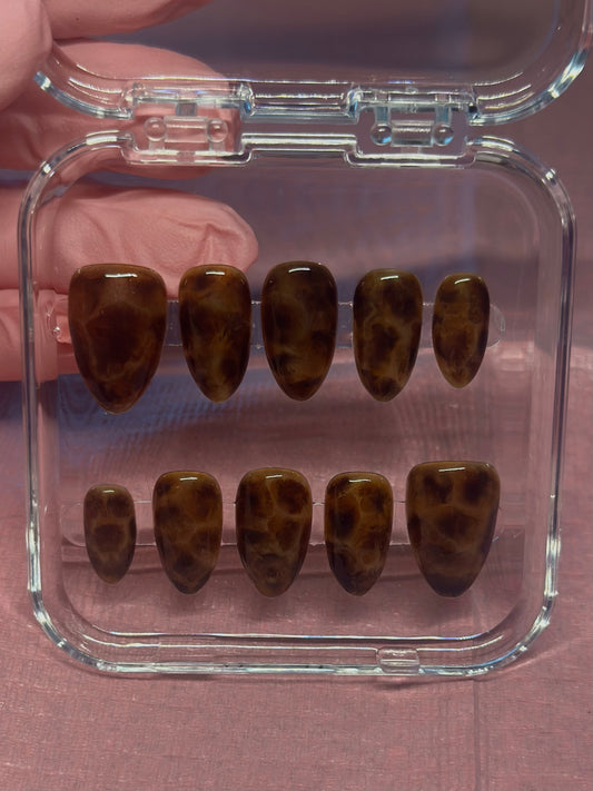 Reusable Tortoise Shell | Premium Handmade Gel Press On Nails | Great for Everyday, Holiday, Vacation, or Gift