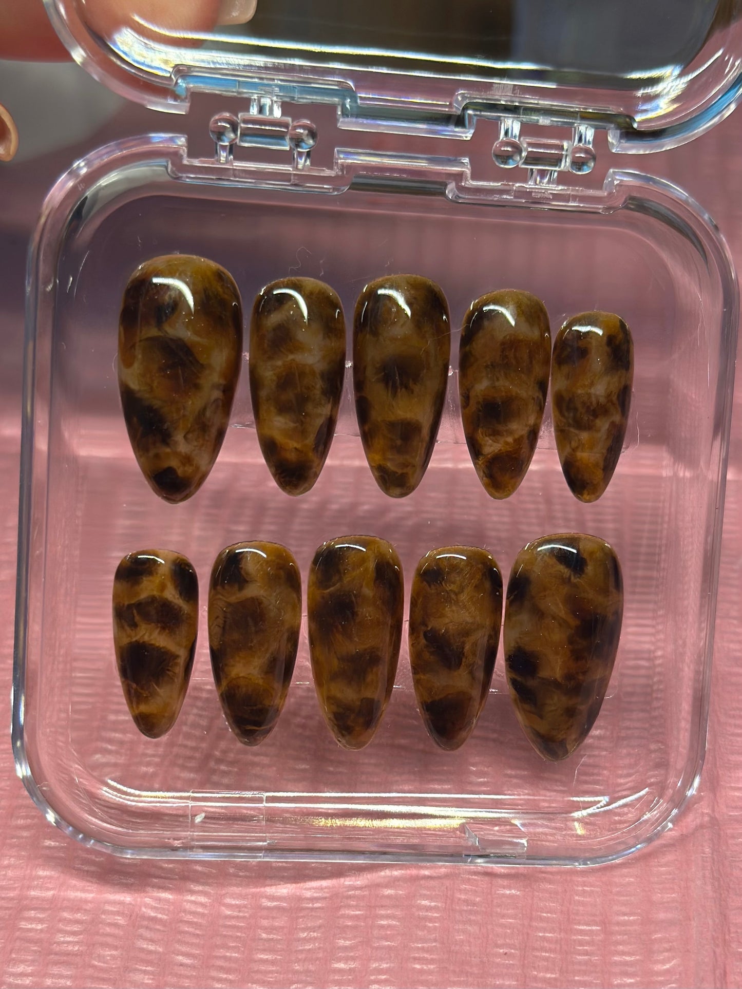 Reusable Tortoise Shell | Premium Handmade Gel Press On Nails | Great for Everyday, Holiday, Vacation, or Gift